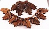 BP70 carved wood oak leaf pin/bracelet